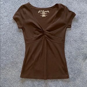 L.A. Blues Brown Relaxed Fit Stretch Blouse Medium